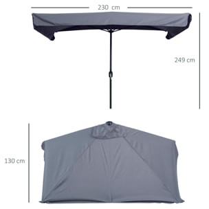 Sombrilla Rectangular 230x130x249 cm Parasol para Pared Media Sombrilla con Manivela Protección UV Impermeable Sombrilla para Balcón Terraza Jardín Gris Oscuro