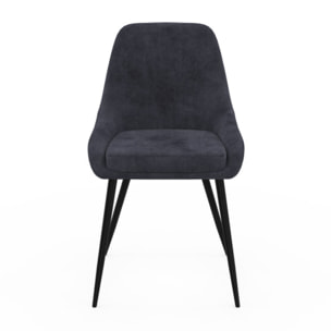 Chaises Olivia velours gris foncé pieds métal - lot de 2