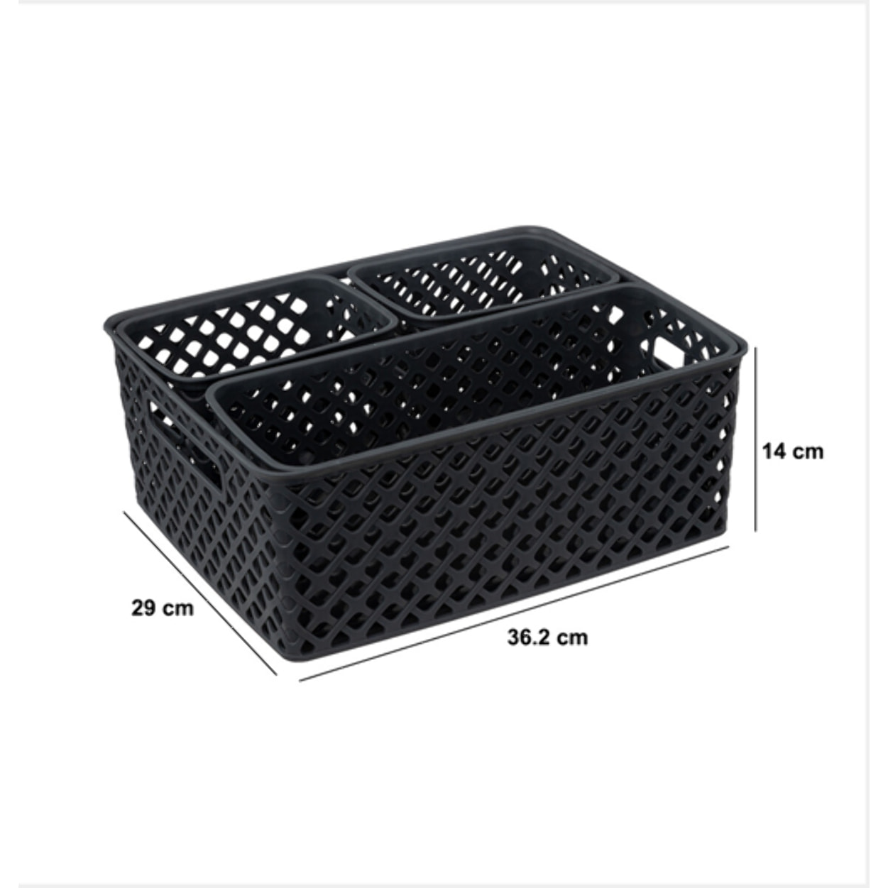 Lot de 4 paniers Folk gris