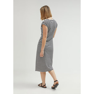 Abito a Righe con Nodo Laterale