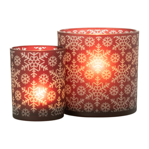 J-Line photophore Neige - verre - rouge - medium