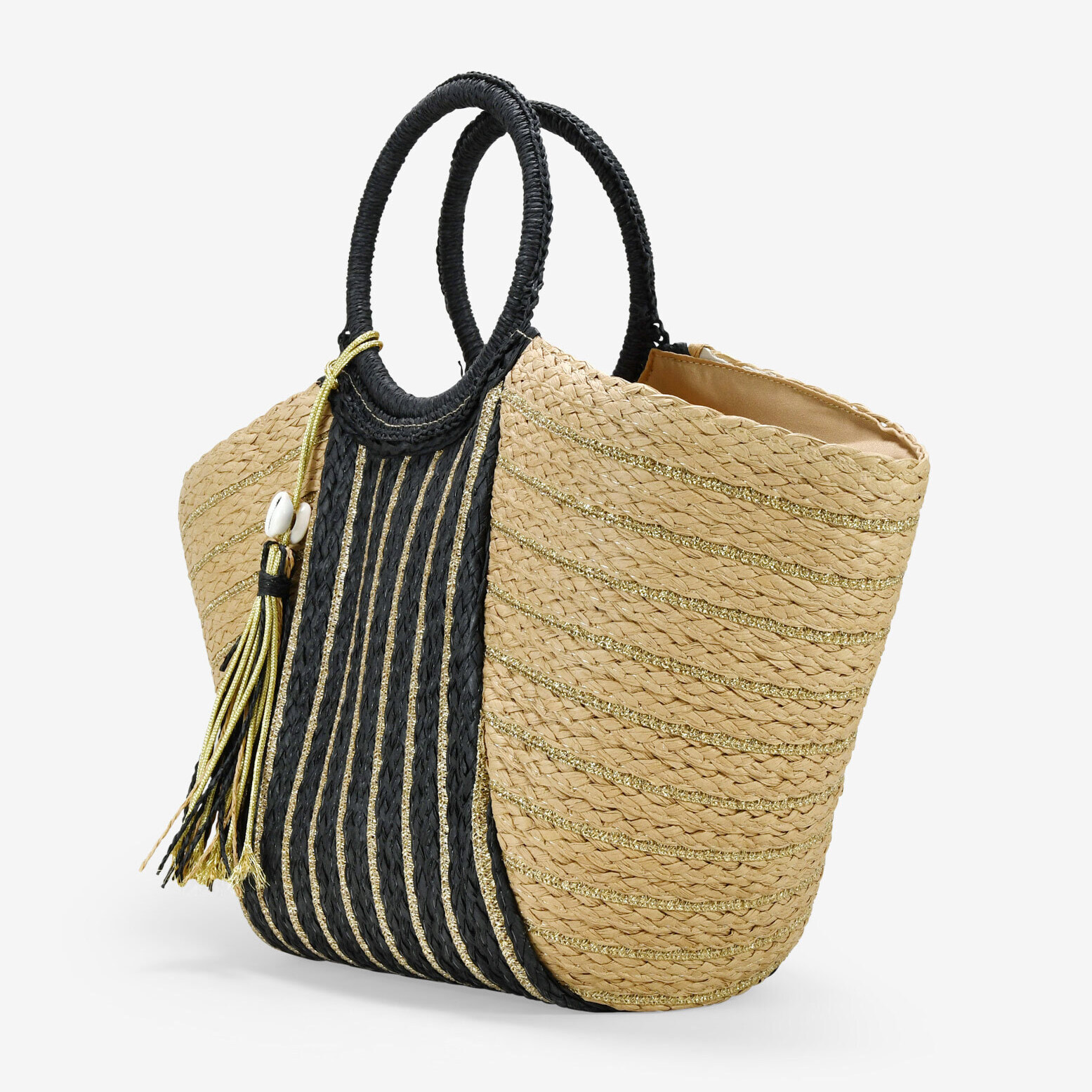 Bolso de mano rafia negra