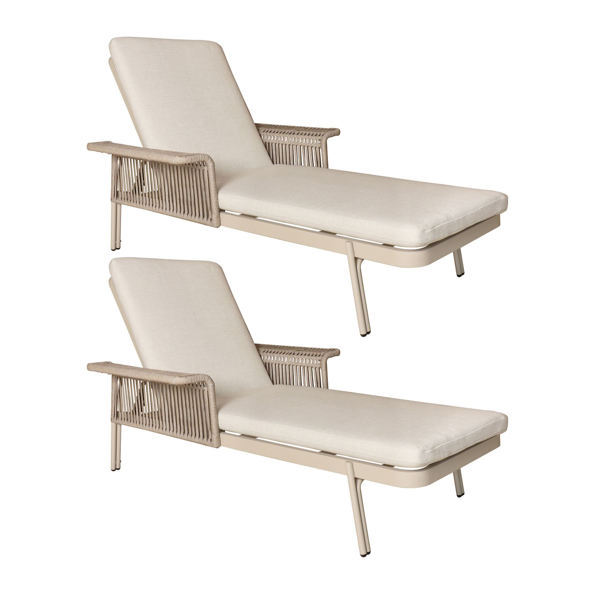 Lot de 2 chaises longues en aluminium beige FIGARI