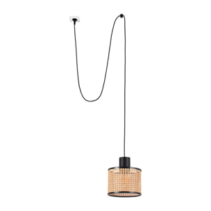 MAMBO 210 Lampe suspension noir/rotin avec plug