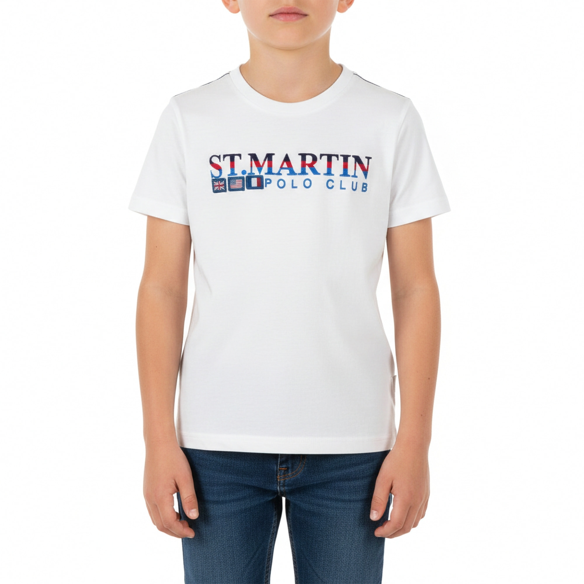 T-shirt jersey con ricamo logo Polo Club St Martin Bianco