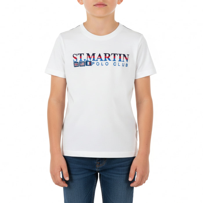 T-shirt jersey con ricamo logo Polo Club St Martin Bianco