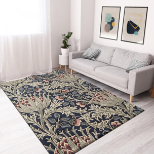 Tapis salon et chambre fait à la main en laine motif floral TANI