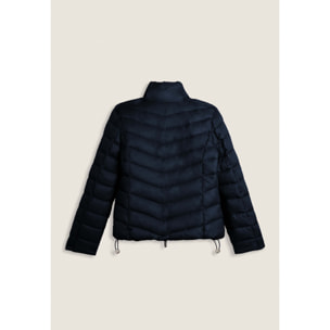 Piumino donna trapuntato con collo alto e finitura lucida