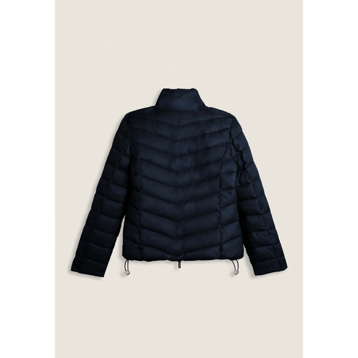 Piumino donna trapuntato con collo alto e finitura lucida