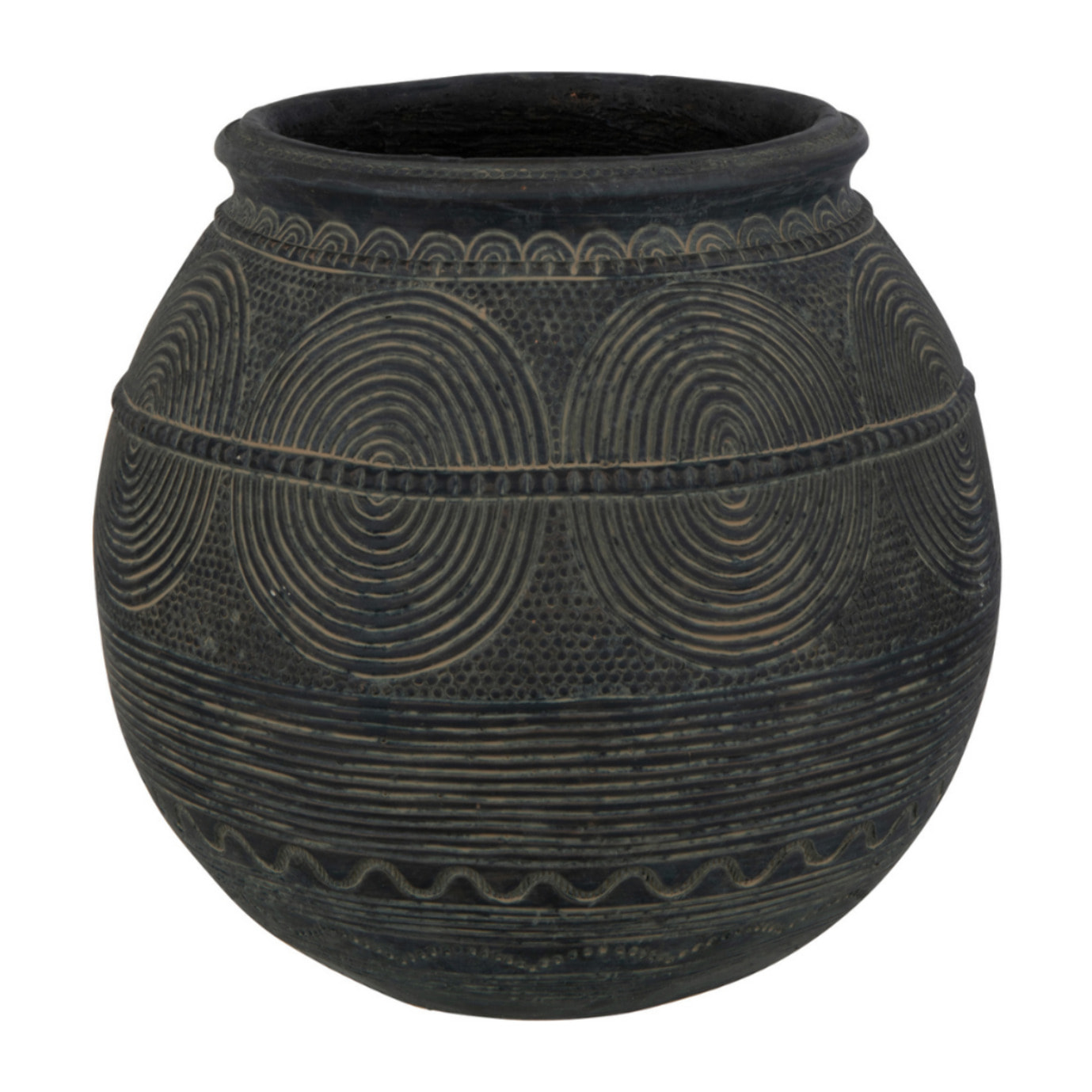 J-Line vase Cruche Cercle - ciment - noir/marron - small - 27.5 cm hoog