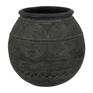 J-Line vase Cruche Cercle - ciment - noir/marron - small - 27.5 cm hoog