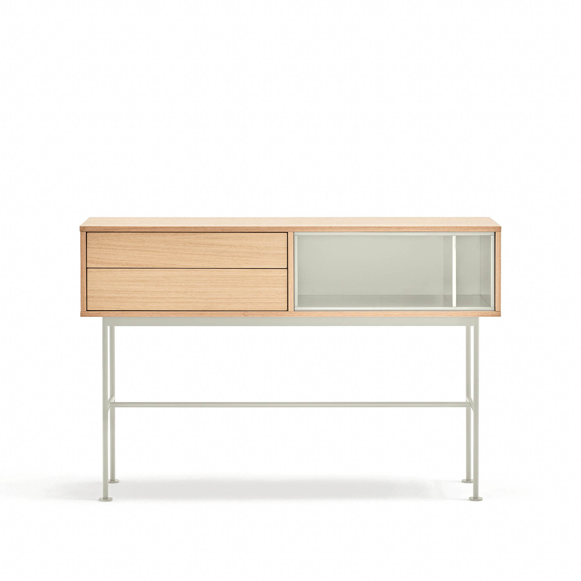 Consola Yoko 2 cajones roble y crema