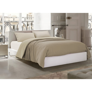 Parure Copripiumino Bicolor Estate/Inverno 100% Cotone Tinta Unita Amici Tortora/Beige