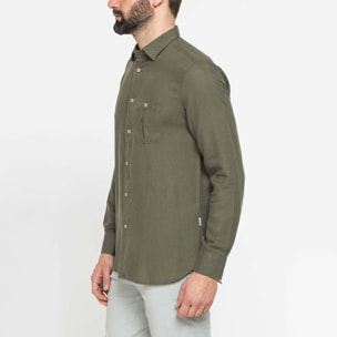 CAMICIA IN LINO E LYOCELL A MANICA LUNGA DA UOMO