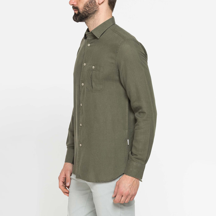CAMICIA IN LINO E LYOCELL A MANICA LUNGA DA UOMO