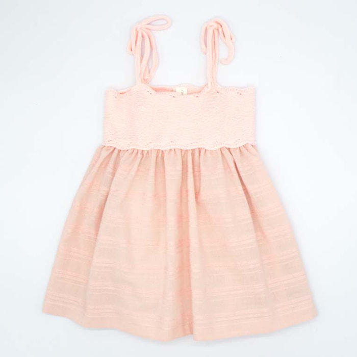 VESTIDO CUERPO DE TRICOT Y FALDA ROSA