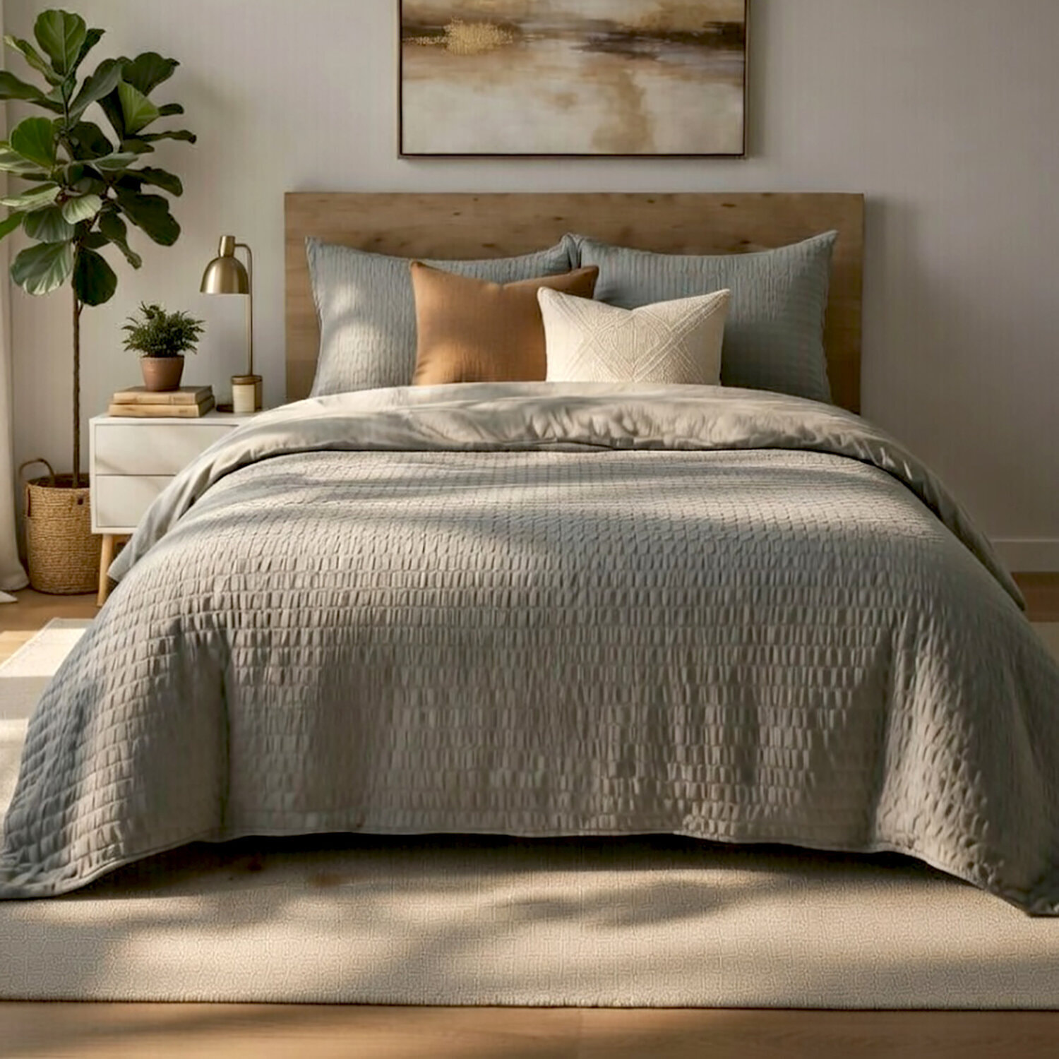 Parure housse de couette avec taie en polycoton - Victoria Uni Gris