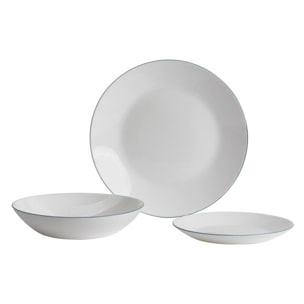 Juego de Vajilla Blanco con borde azul San Ignacio