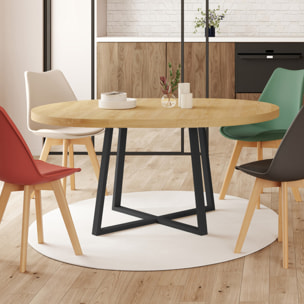 Table à manger ronde extensible Sana Ø110-150cm bois et noir