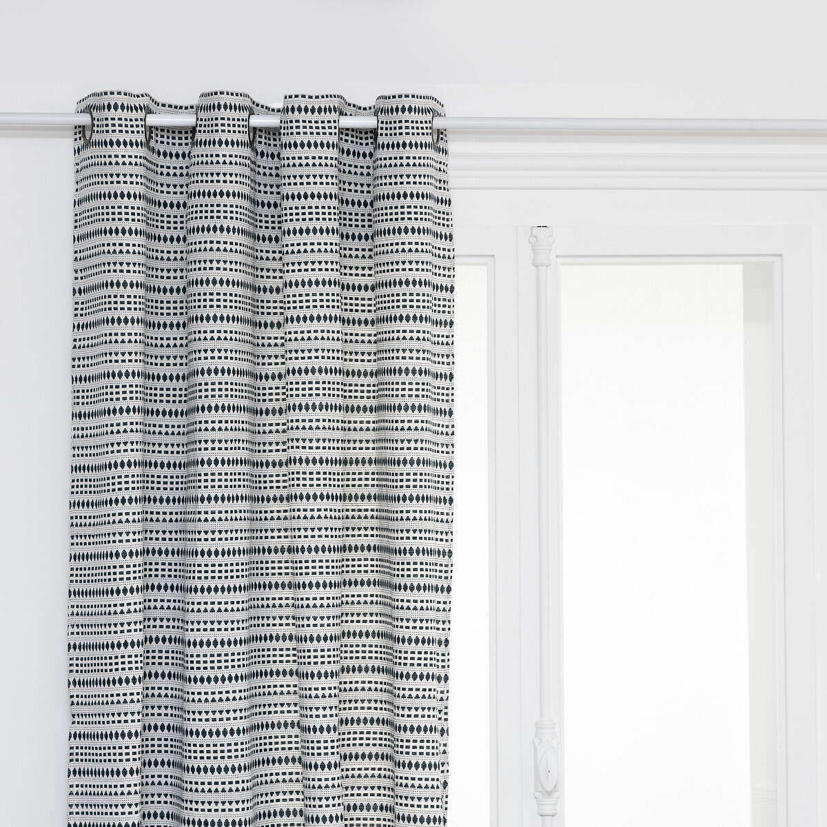 Rideau jacquard "Micah" 130x260cm bleu égéen
