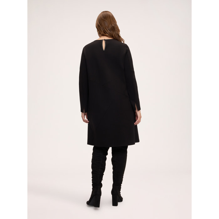 Fiorella Rubino - Vestito linea "A" in lana con cuciture - Nero