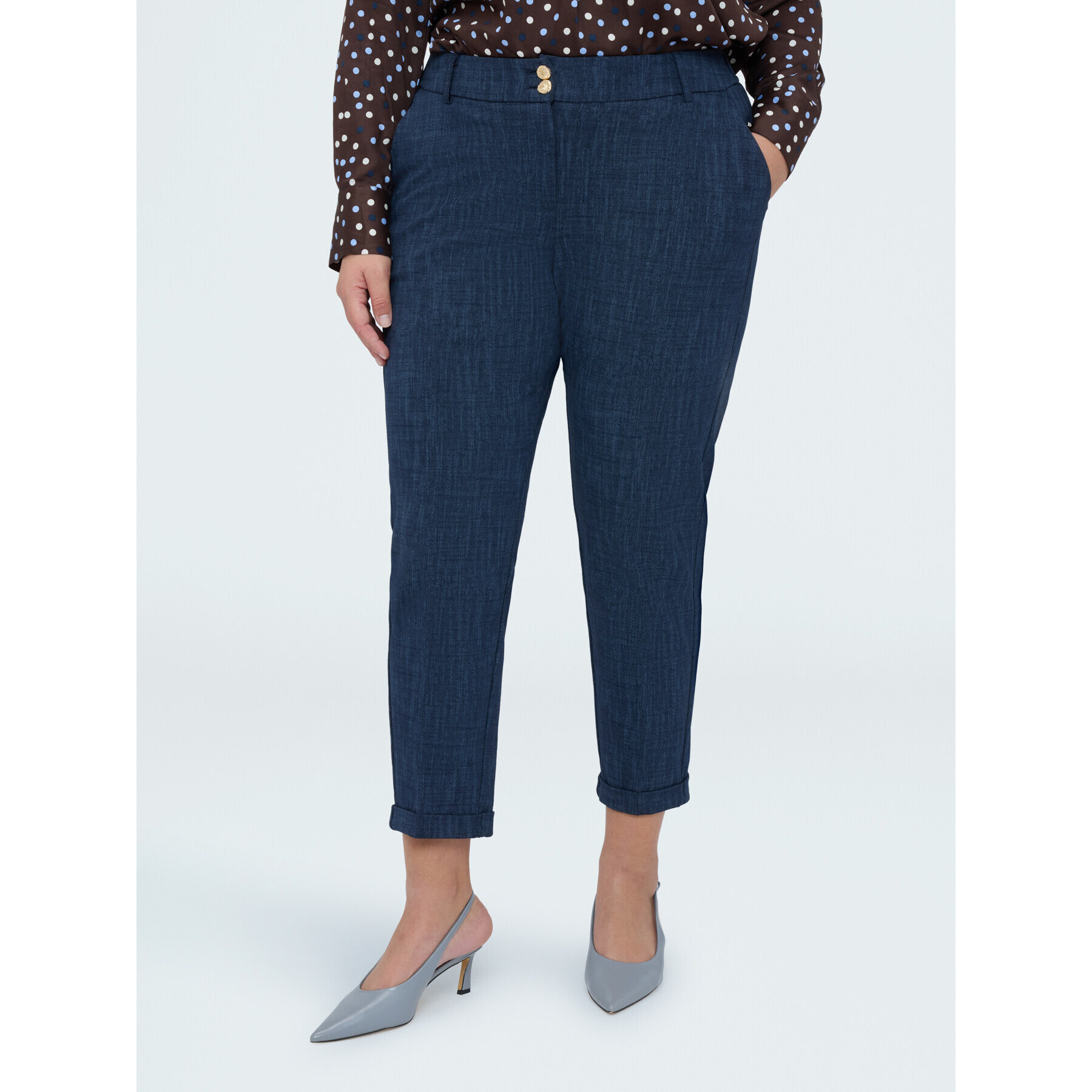 Fiorella Rubino - Pantalones Carrot Fit en Punto Milano - Azul