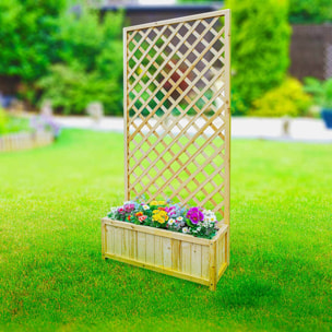 Dorothy - Fioriera in legno di cedro impregnato con spalliera H180 cm - natural oak