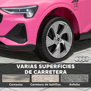 Coche Eléctrico para Niños de +3 Años Audi E-tron, Coche de Batería 12V con Mando a Distancia, Faros LED, Bocina, Música, USB, Apertura de Puerta y Velocidad 3-5 km/h, Rosa