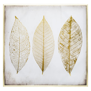 Toile encadrée "Feuilles Dorées" 58x58cm