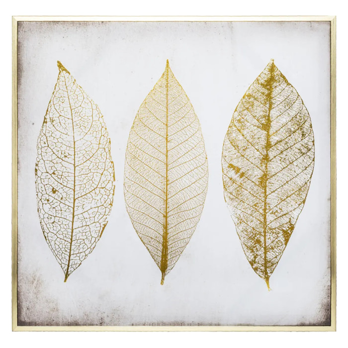 Toile encadrée "Feuilles Dorées" 58x58cm