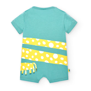 Pelele corto recién nacido, algodón estampado, verde