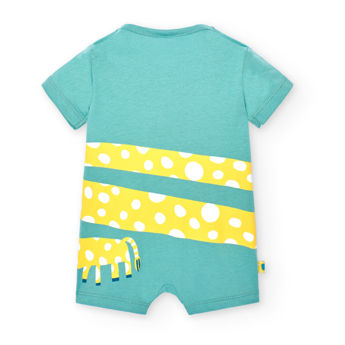 Pelele corto recién nacido, algodón estampado, verde