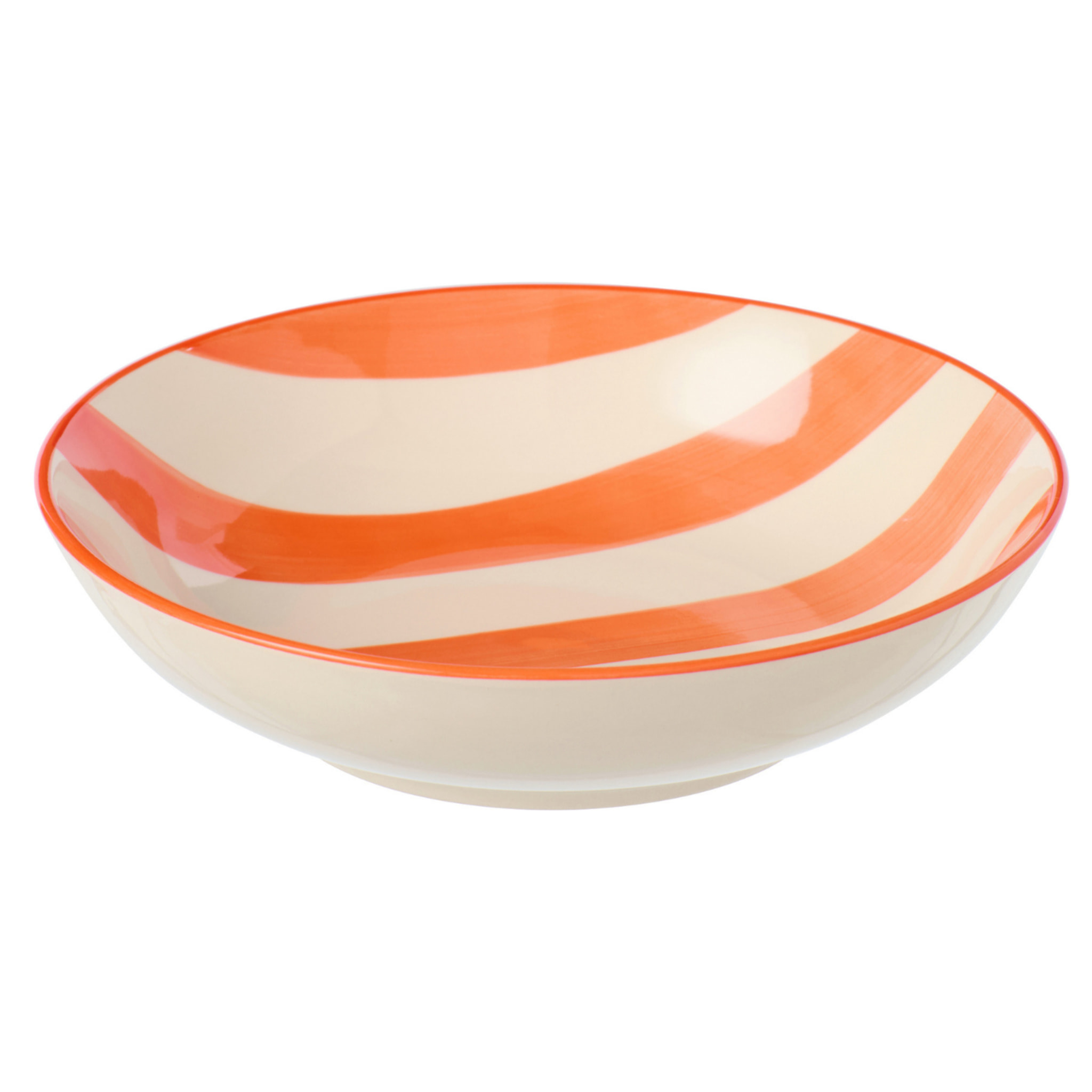 J-Line Assiette Profonde Lignée - céramique - orange/blanc - 6 pièces