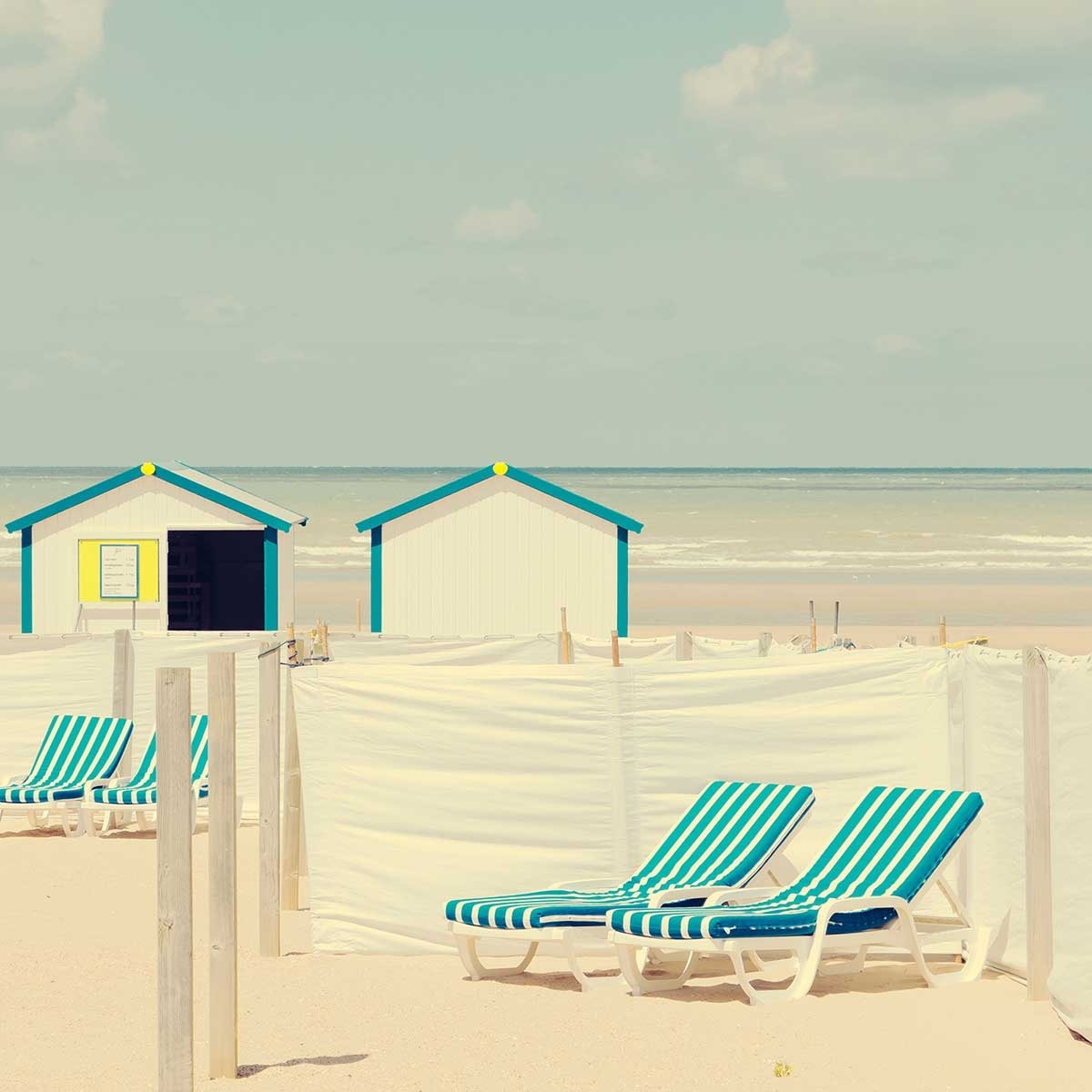 Tableau cabanes turquoise Toile imprimée