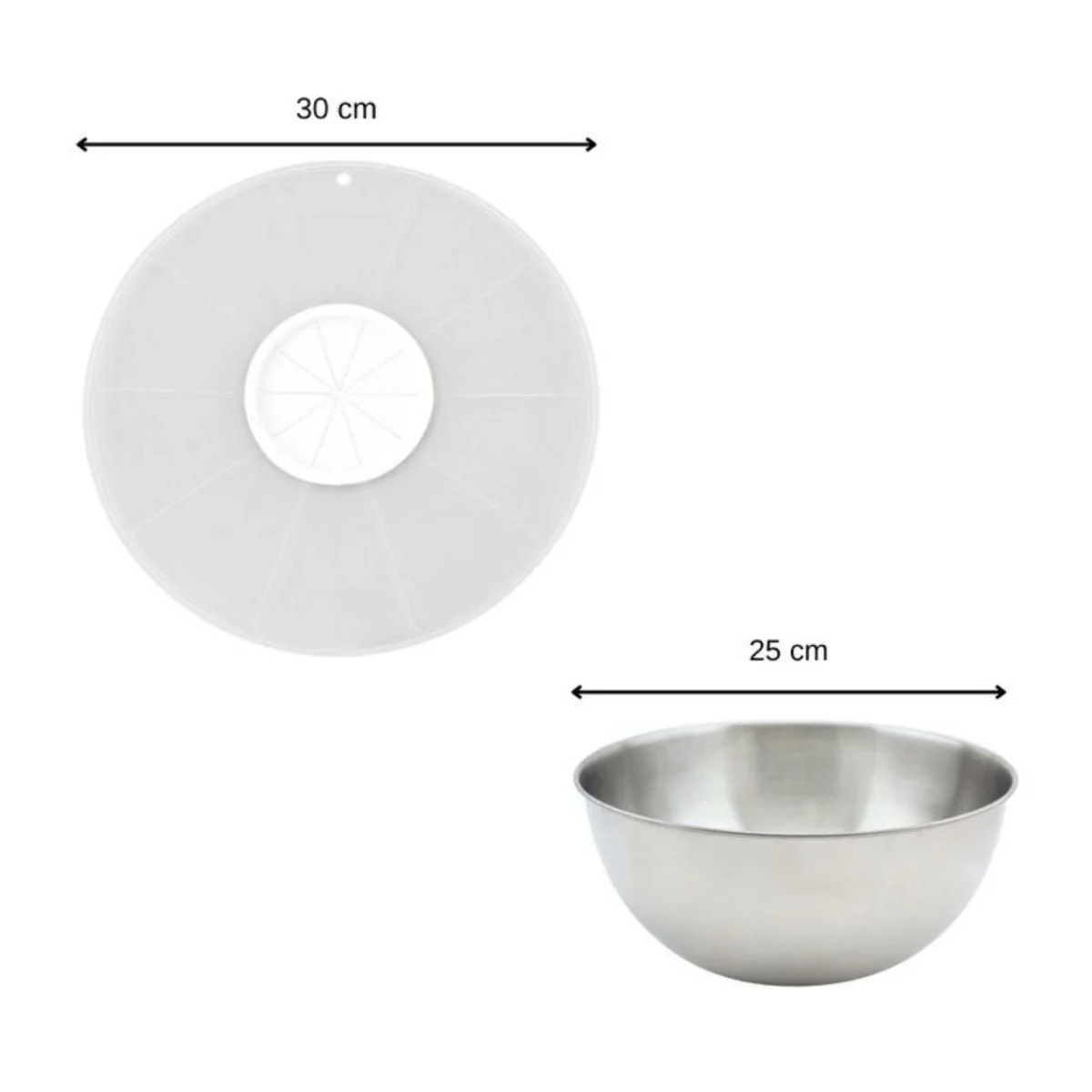Duo Bol à mixer en inox et Couvercle 25 cm anti projections Fackelmann