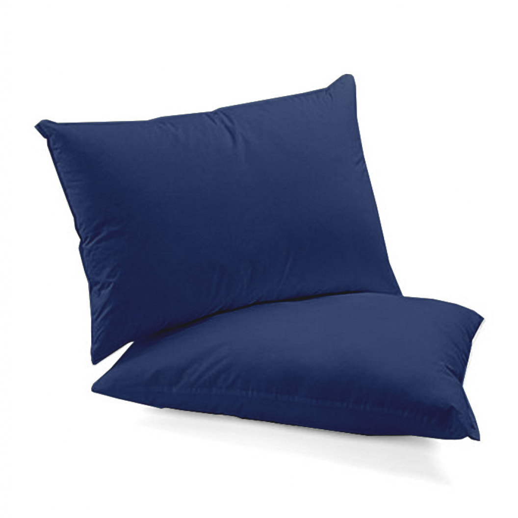 WHITE & WHITE Coppia federe blu in percalle di puro cotone