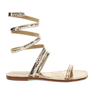 Sandalias planas oro de pitón