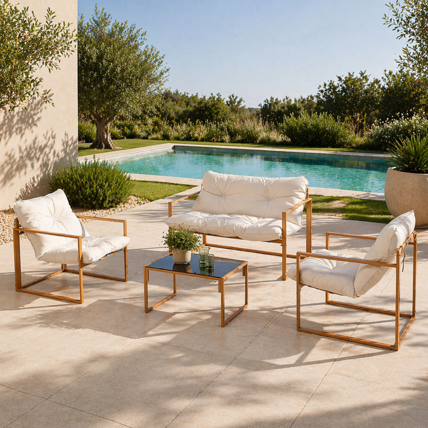 Salon de jardin effet bois LANA