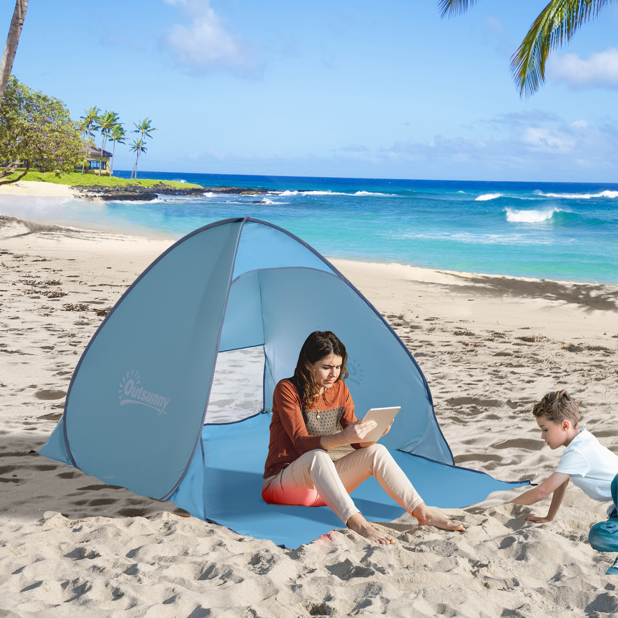 Tienda De CampaáÂ±a de Poliéster Acero 200x150x115cm Azul