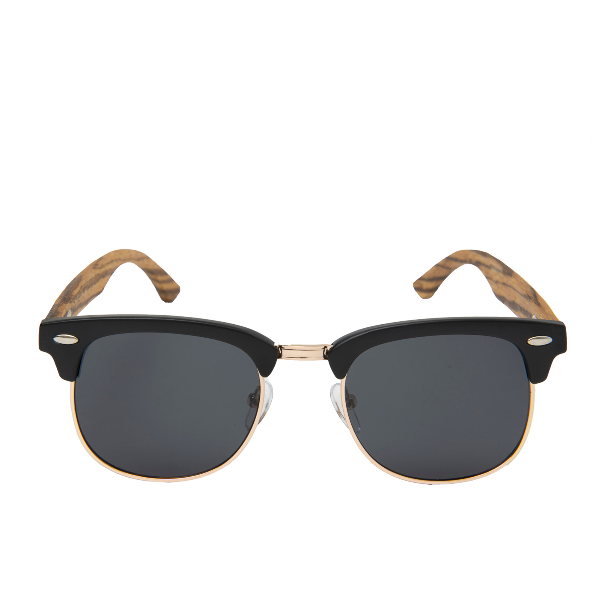 Gafas de sol OCEAN REMEMBER - Frente negro mate con patillas de madera de cebra y / Ahumada