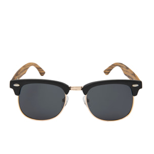 Gafas de sol OCEAN REMEMBER - Frente negro mate con patillas de madera de cebra y / Ahumada