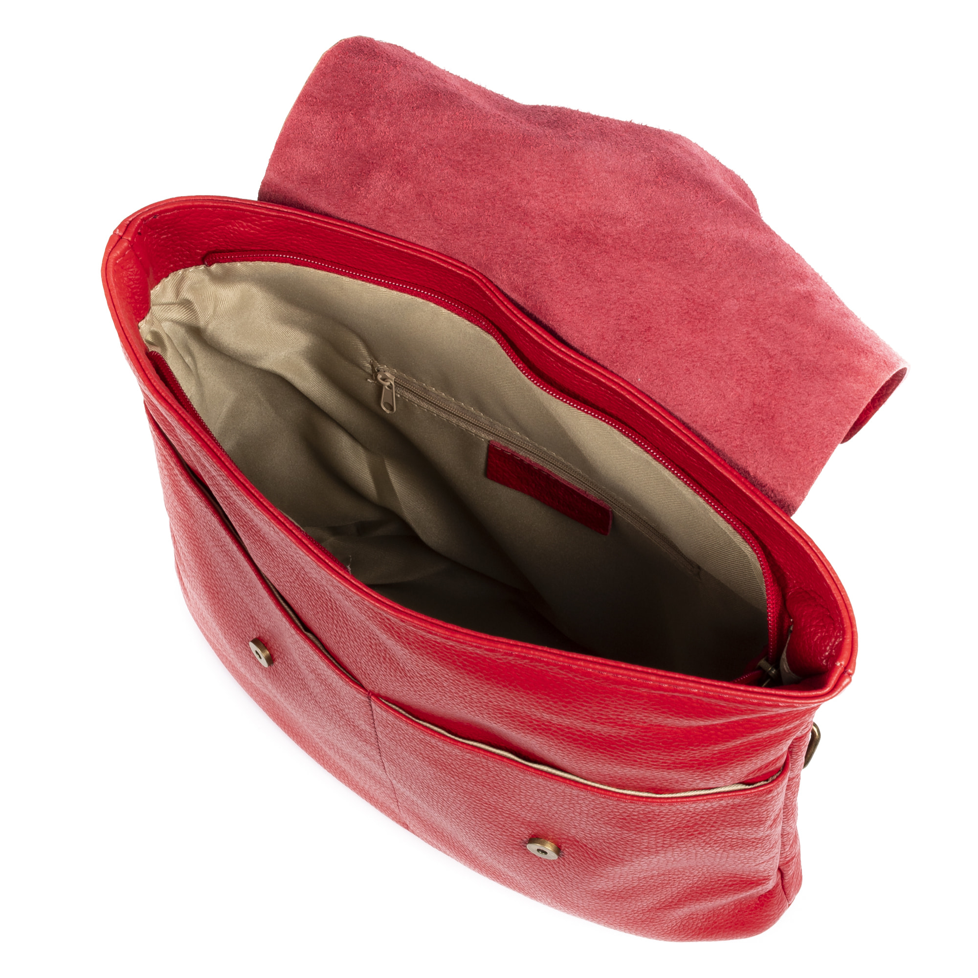 FIRENZE ARTEGIANI Amatre Borsa zaino da donna. Dollaro vera pelle Made in Italy 36x15x32 Cm. colore rosso