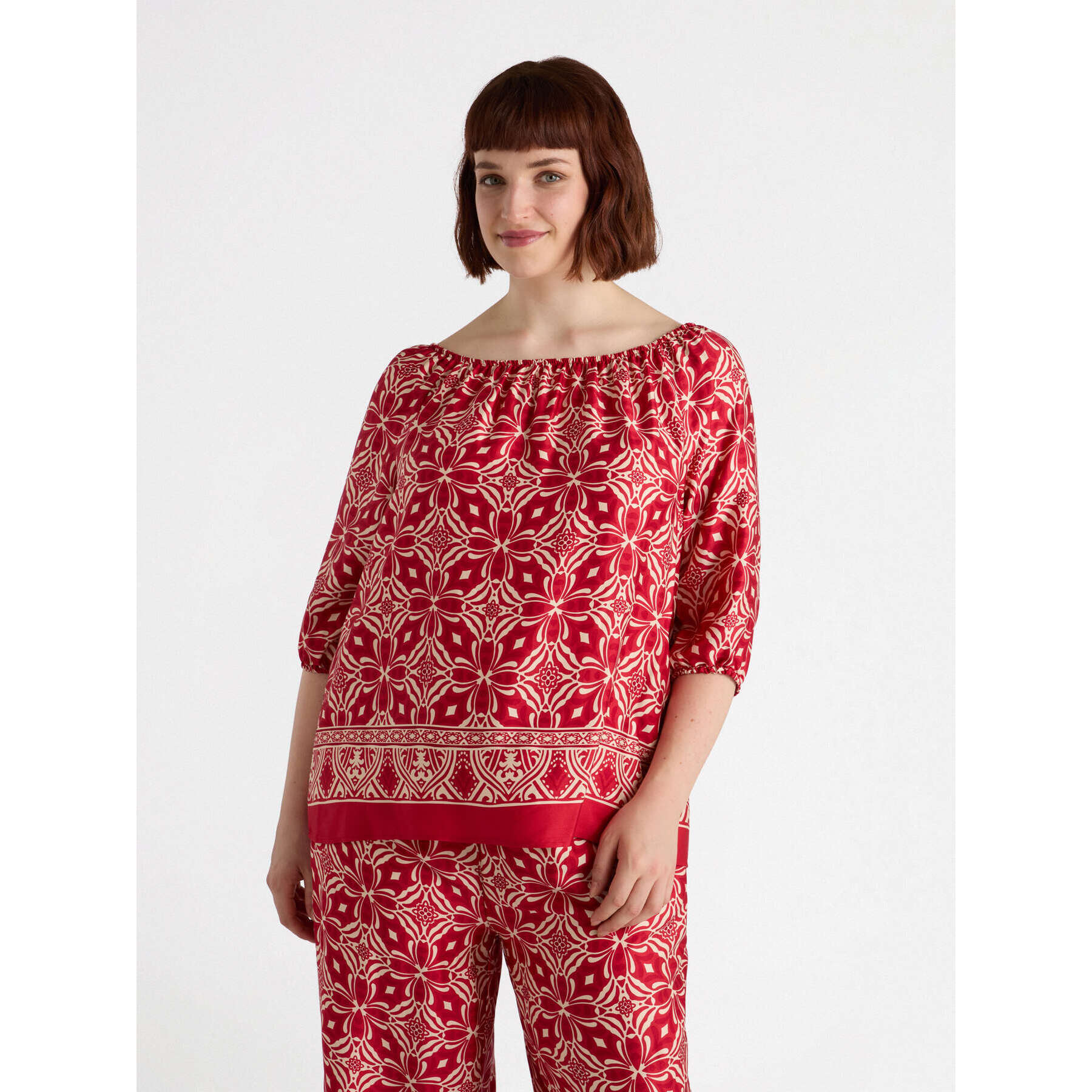 Fiorella Rubino - Blusa con estampado étnico - Rojo