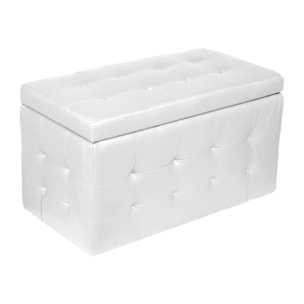 Pouf- contenitore in ecopelle, colore bianco, Misure 84 x 49 x 44 cm