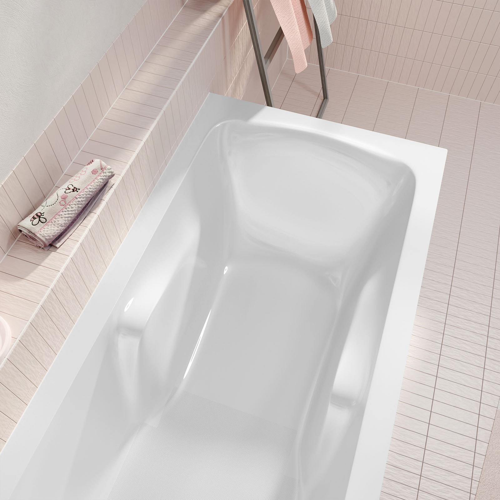 Pack Baignoire 180x80cm avec Zone Douche et Tabliers recoupables de 180 et 80cm Blanc Brillant - MAE