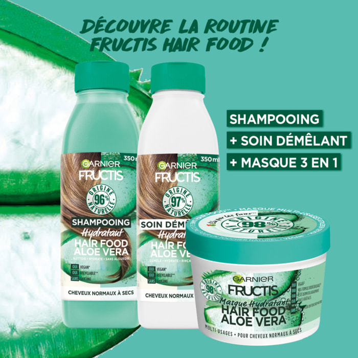 Garnier Fructis Coffret Hair Food Hydratant Aloe Vera (Shampooing 350ml, Démêlant 350ml, Masque 320ml)