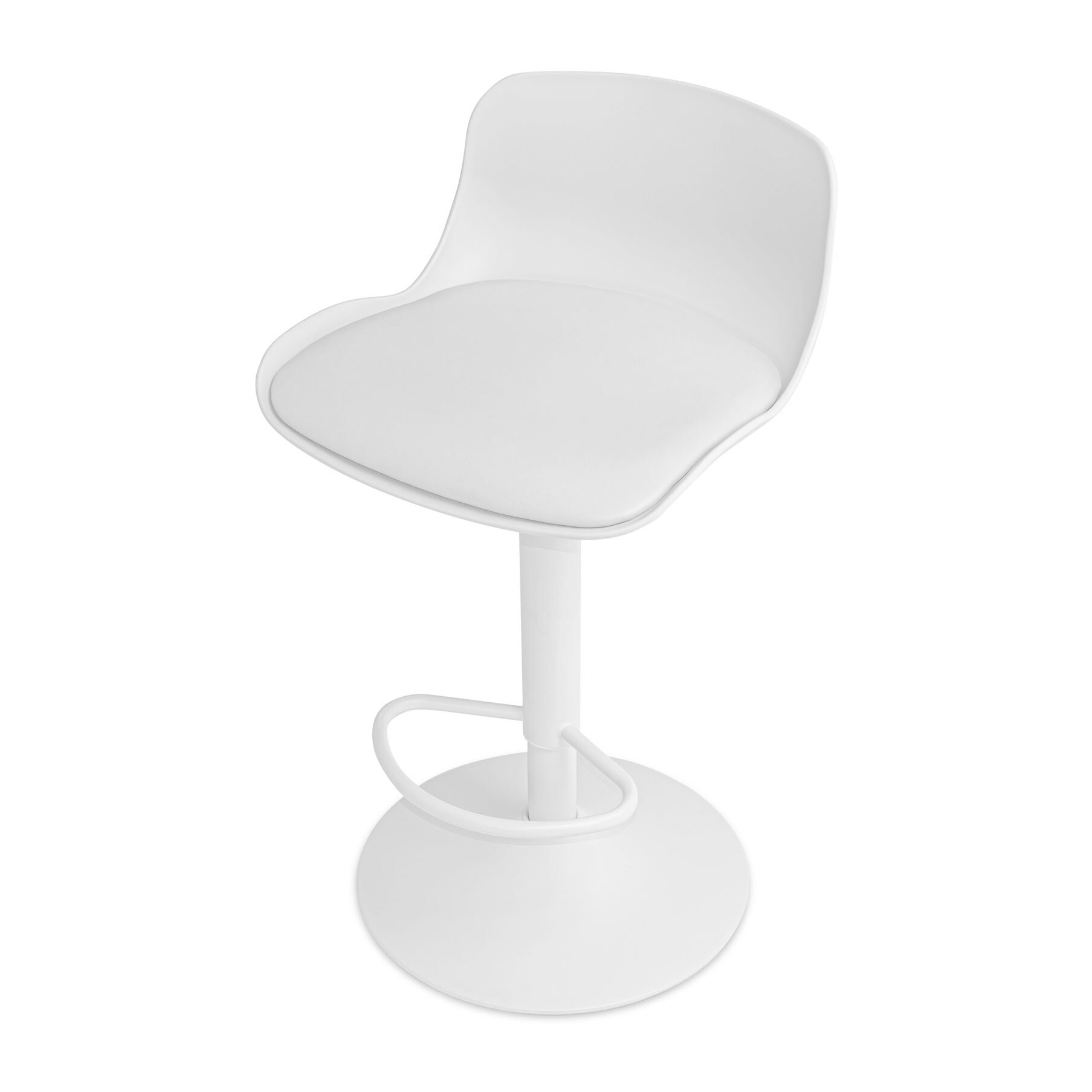 Amsterdam - Set 2 Sgabelli Bar 45x80x45 cm in Acciaio Verniciato Polietilene e Similpelle Imbottita Bianco