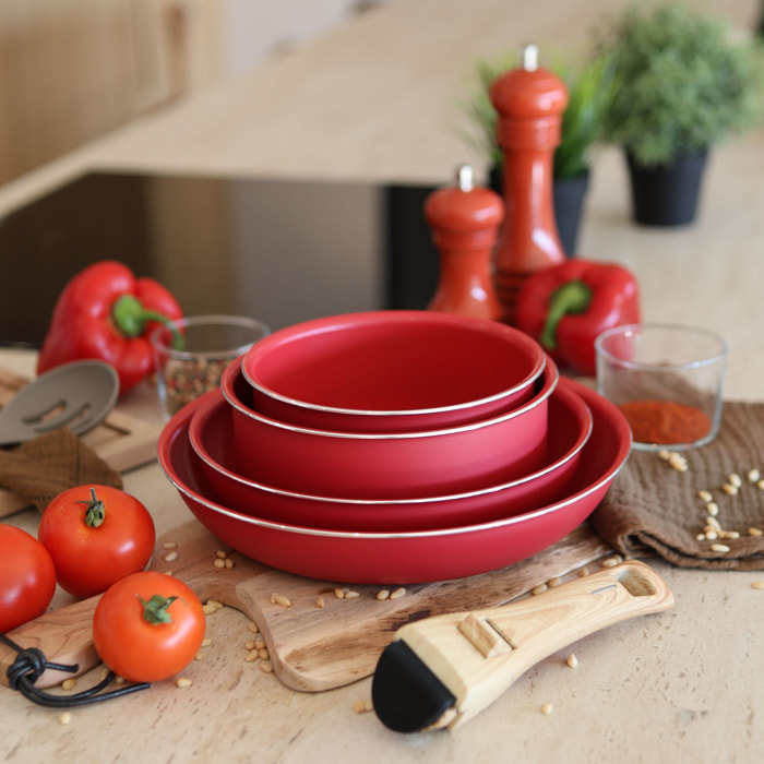 Batterie de cuisine 5 pièces en aluminium recyclé rouge