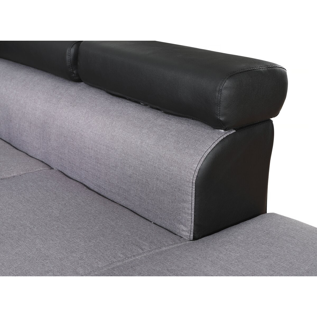 Canapé d'angle convertible "Sophia luxe" - 265 x 190.5 x 80/91 cm - Noir / Gris - 5 places - Angle droit