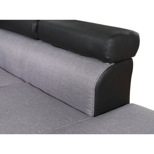 Canapé d'angle convertible "Sophia luxe" - 265 x 190.5 x 80/91 cm - Noir / Gris - 5 places - Angle droit